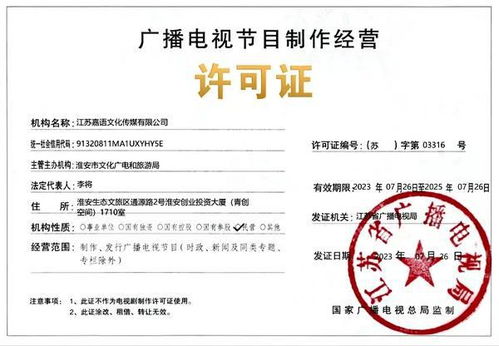 淮安城市網喜獲廣播電視節目制作經營許可證，開啟內容創作新篇章